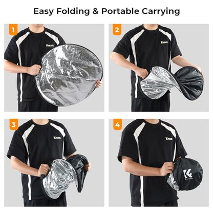 K&F CONCEPT 32"/80cm 5-in-1 Light Reflector with Handle Grip and Bag, Multi Disc Collapsible Portable Photography Diffuser Gold, Silver, White, Black, Translucent for Studio and Outdoor Lighting - size: 32 inches (80 cm)