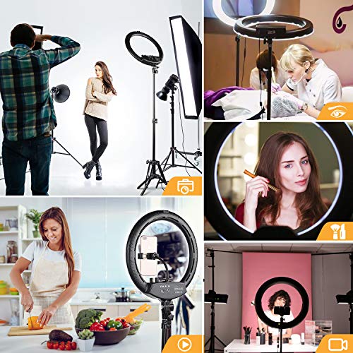 Ring Light with Tripod Stand, Yesker 14 Inch LED Ringlight Kit with Phone Holder Adjustable Color Temperature Circle Lighting, Led Photo Beauty Ring Lights for Camera for Vlog, Makeup, Video Shooting - style: 14 Inch Ringlight