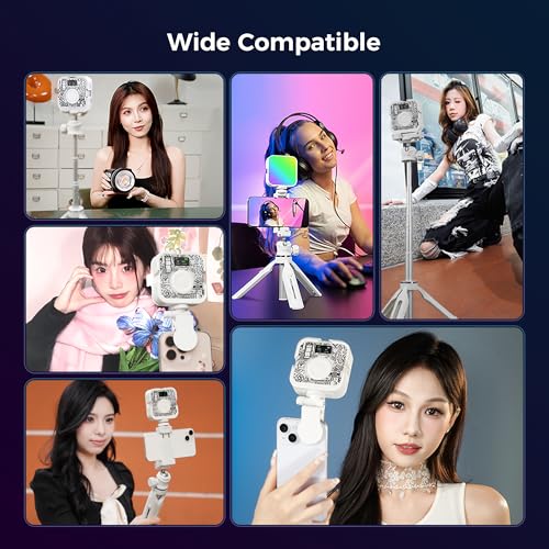 Leekai P6 RGB Video Light, Magnetic Portable Photography Lighting with Clip for Phone/Laptop, CRI 95+ 2500K-9000K, 2000mAh Rechargeable LED Camera Light for YouTube TikTok Zoom Meetings - color: White