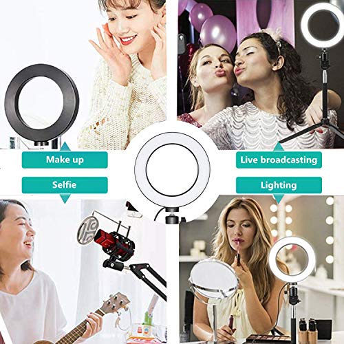 Ring Light OEBLD Dimmable with 3 Light Modes & 10 Brightness Level 360° Rotae LED Ring Fill Lights for Phone Live Stream Makeup YouTube Video Shooting (C(10'' Ring Light with Clip)) - size: C(10