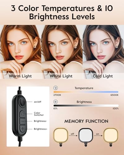 LitONES Video Conference Lighting for Zoom Meeting, Ring Light for Desk with Flexible Stand, 30 Light Modes Ring Light for Computer, Video Lights & Memory Func for Video Calls, Live Stream, Webcam - size: 1Pack