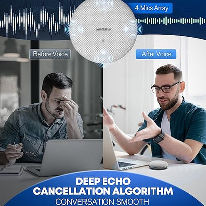 Bluetooth Conference Speakerphone M4 Conference Microphone with AI Noise Reduction AI Transcription Full-Duplex 360° Omnidirectional Voice Pickup USB Speaker for Teams Zoom Home Office, Gray - color: M4 GRAY, style: M4 Omnidirectional Speakerphone