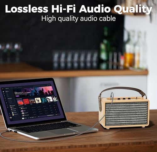 USB to 6.35mm TRS Stereo Audio Cable 25 FT, USB-A to 1/4" Audio Adapter Aux Jack Stereo Cord, Gold-Plated Connector, Nylon Braided Jacket, DAC Chip, for Laptop, Amplifier, Mixer, Home Theater, Speaker - size: 25FT