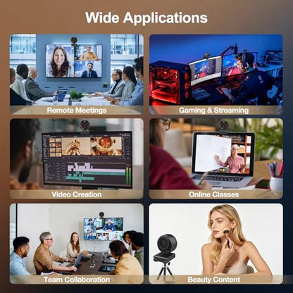 Angetube 4K Webcam for PC&Mac, 1080P@60fps Autofocus Webcam with Microphone | 2 Mics, 8X Digital Zoom 78° FOV, Privacy Cover, Plug & Play, USB Webcam 4K for Computer Windows, Meetings, Streaming, Laptop