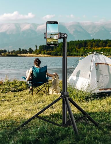 71''/180cm Extendable Phone Tripod Aluminum, Portable Stand for Video Recording, Travel Tripod for iPhone/Cell Phone/Camera Video Light, Compatible with Smartphones, DSLR - style: 71''