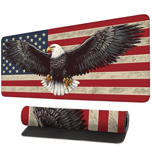 Mouse Pad, Large Anti-Slip with Stitched Edges Desk Mat Desktop Laptop Computer Desk Keyboard Mat,Table Protector Blotter Mat (Eagle Flag, 35.4" x 15.7") - color: Eagle Flag, size: 35.4" x 15.7"