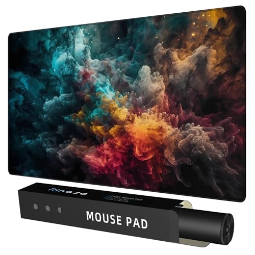 Rinaze Large Gaming Mouse Pad Desk Mat with Superior Micro-Weave Cloth, XXL Big Mousepad with Stitched Edges, Anti-Slip Desk Keyboard Pad for Gaming, Office and Home - color: Muted Colors
