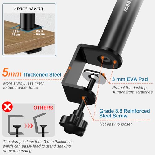 Vondynote Set of 2 Studio Monitor Stands Desktop Clamp Speaker Stands Against The Wall