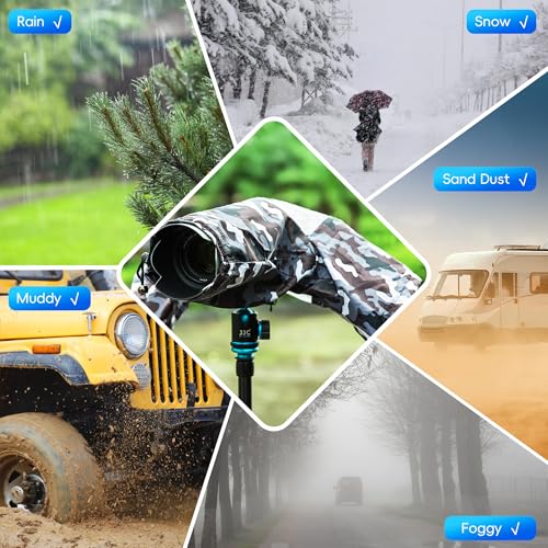 Waterproof Camera Rain Cover for Nikon Canon Sony DSLR/Mirrorless Cameras | with TPU Clear Window & Waterproof Zipper,Camera Rain Sleeves Gear for EOS R5 II R10 R7 R6 Rebel T7 T8i T7i 90D Z7 Z6II D7500 - color: Camouflage