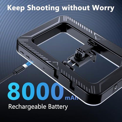 UBeesize Ring Light for Phone, 8000mAh Selfie Light with Detachable Handheld Grip, Smartphone Video Rig, 2900-7000K Dimmable Phone Light for Video Recording, Vlog, TikTok, YouTube, Live Streaming - size: 12in
