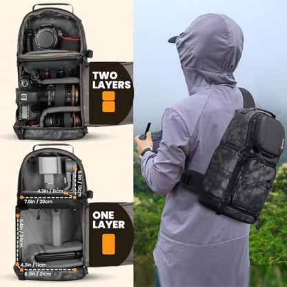 TARION Camera Sling Bag DSLR Sling Backpack for Photographers with Waterproof Raincover Tripod Holder TR-S - color: Sling Bag Grey, size: Large