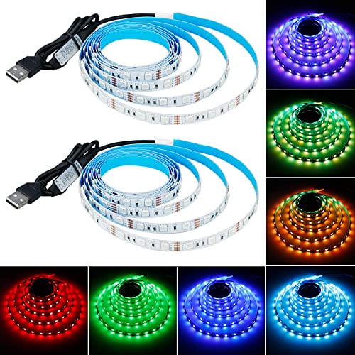 5V USB RGB LED Strip Light USB Powered 13.2ft/4M (2pcs x 6.6ft) 240LEDs Flexible SMD 5050 with Controller Dimmable 19 Dynamic Modes 20 Static Colors No-Waterproof IP20 LED Tape Lights - color: RGB (Red, Green, Blue)