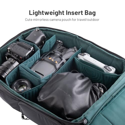 PGYTECH OneGo Drawstring Small Camera Bag, Leather Soft Camera Pouch compatible with Mirrorless Cameras/Nikon/Canon/Sony//Pocket 4/Fuji Camera Case - color: Black