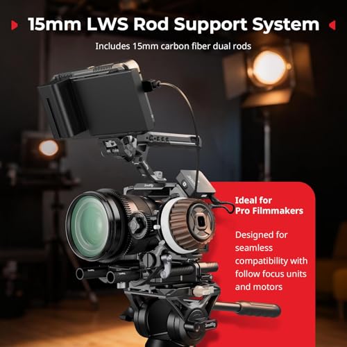 SMALLRIG Camera Base Plate Kit with 15mm LWS Rod Rail Clamp, Carbon Fiber 15mm Rods (8'' / 20cm), for Sony A6500 A6600 A6300, for Canon R5 R6, for Sony A7SIII / A7III, Both for Cameras & Cages - 5609 - style: Base Plate+15mm Rods