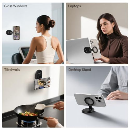 ULANZI MA39 MagLock 3-in-1 Suction Magnetic Phone Holder for MagSafe, 360° Rotatable Tripod Mount with Carabiner Clip, Compatible with iPhone 17/16/15/14/13/12, Ideal for Dashboard, Kitchen & Office