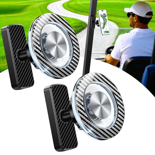 Magnetic Golf Cart Phone Holder 2 Pack, 360° Rotation Golf Accessories for Mens Gifts Ideas, Birthday Gifts for Men Dad Him Grandpa Papa Husband, Upgraded Magnetic Phone Mount for Golf Cart - color: Carbon Fiber 2Pcs