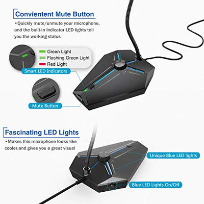 CMTECK Computer Microphone, G006Plus USB Desktop Condenser PC Laptop Mic, Mute Button with LED Indicators, Compatible with Windows/Mac (with Volume Knob) - color: with volume control