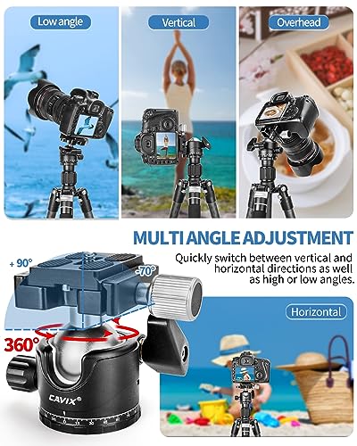 CAVIX Ball Head 360 Degree Rotating Panoramic Tripod Heads with Quick Release Plate Load Capacity 33lb/15kg - color: HB36A