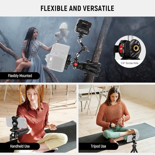 NEEWER Flexible Tripod with Remote, Mini Camera Phone Tripod Stand with Hidden Phone Holder&Action Camera Adapter Compatible with iPhone GoPro Hero13 12 11 10 DJI Insta360 Samsung for Vlogging, TP34 - style: TP34
