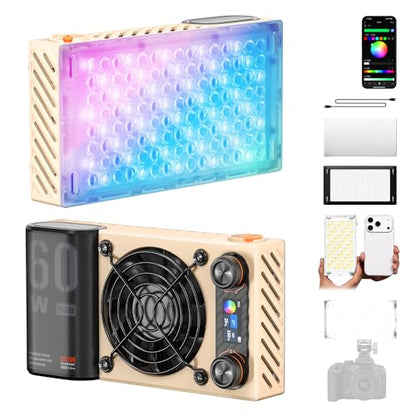 ZHIYUN FIVERAY M60 Ultra RGB Video Light 60W Portable Outdoor Fill Handheld Light 430g DSLR Camera Light with Cold Shoe Photography Light Setup for YouTube TK APP Control 2500K~10000K