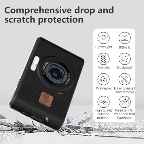 Silicone Case for kodak pixpro C1 Digital Camera with 2PCS Screen Protector and Lanyard - Black - color: Black