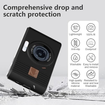 Silicone Case for kodak pixpro C1 Digital Camera with 2PCS Screen Protector and Lanyard - Black - color: Black