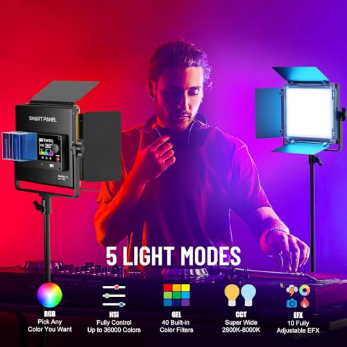 Mettlelite SPL210C RGB LED Video Light with APP Control, 360 Full Color RGB Panel, 2800K-8000K, CRI/TLCI 97+, 10 Scenes, Professional Photography Studio Lighting for YouTube/Stream/Photo/Video - size: SPL210C - 1 Light