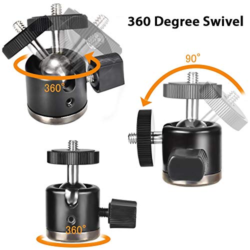 UTEBIT 20mm Mini Ball Head Tripod Head Mount with 1/4" hot Shoe, Black | 360° Rotatable Camera Mount Adapte Aluminium Ball Heads Compatible with Tripods, Monopods, HTC Vive, SLR Cameras Load 2.5lb - style: 20mm Ball Head