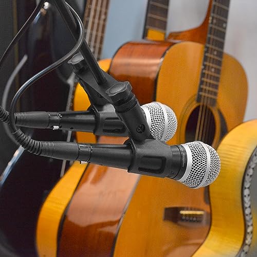 Musiin Microphone Holder 1-to-2 Mic Mount Bar with Standard Suitable Compatible with Most Microphone Stands Boom Arms - size: Double Clip