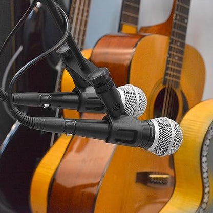 Musiin Microphone Holder 1-to-2 Mic Mount Bar with Standard Suitable Compatible with Most Microphone Stands Boom Arms - size: Double Clip