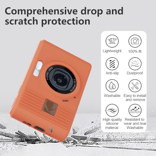 Silicone Case for Kodak pixpro C1 Digital Camera with 2PCS Screen Protector and Lanyard- Khaki - color: khaki