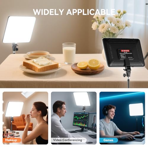 2-Pack LED Video Light Kit, 14" Studio Light with 75'' Tripod Stand & Phone Holder, 2700-6500k Dimmable Photography Lighting Kit, Podcast Lighting for Video Recording, Streaming, YouTube, Tiktok