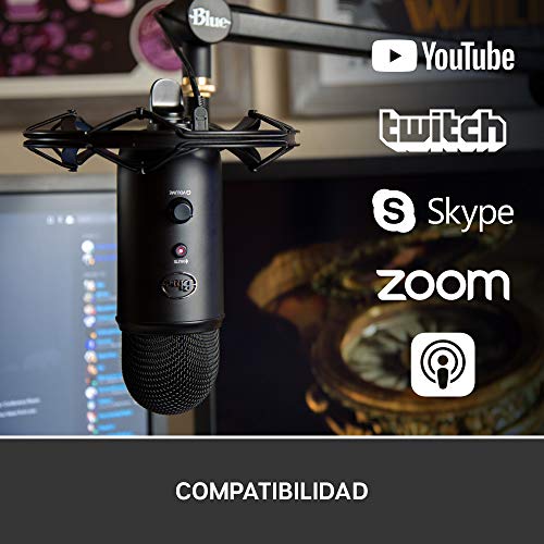 Blue Microphones Blue Yeticaster Professional Broadcast Bundle with Yeti USB Microphone, Radius III Shockmount and Compass Boom Arm (Renewed)