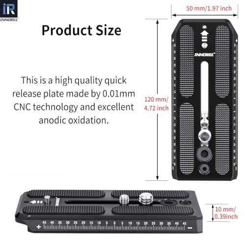 Universal Replacement Quick Release Plate 120mm Long 50mm Width INNOREL QV120 Mount with 1/4" and 3/8" Screws for Manfrotto 501PL Series Video Fluid Head,Innorel f60,DSLR Cameras,Camcorders - size: Pack of 1