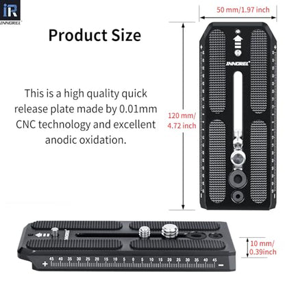 Universal Replacement Quick Release Plate 120mm Long 50mm Width INNOREL QV120 Mount with 1/4" and 3/8" Screws for Manfrotto 501PL Series Video Fluid Head,Innorel f60,DSLR Cameras,Camcorders - size: Pack of 1
