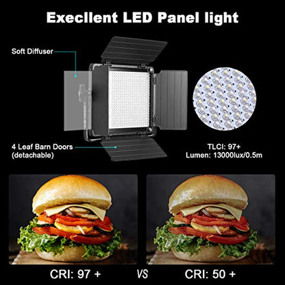 GVM 480 LED Video Light with Tripod, Dimmable 2300K-6800K LED Video Lighting with APP Control, SLED Photography Continuous Light for Studio Light for Studio YouTube Video Studio Set, Video Lamp