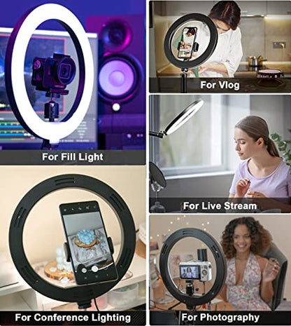 Webcam Ring Light Wall Mount, 10'' Streaming Light with Folding Arm Wall Holder Compatible with Logitech C920s StreamCam Brio C930 C922x C925e C615 webcams