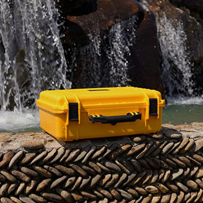 MEIJIA Portable Waterproof Hard Camera Case, Dry Case with Customizable Fit Foam, Protection for camera, drones,telescopes,18.5 x14.06x6.93inches(Yellow) - color: Yellow