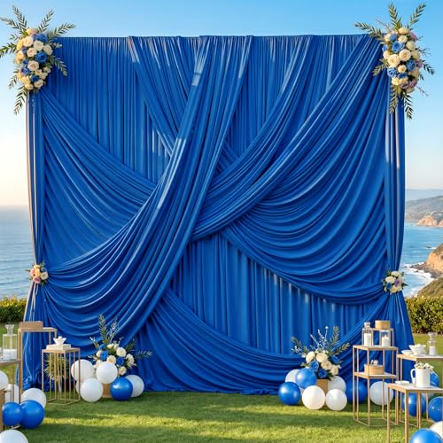 10ft×12ft Royal Blue Backdrop Curtain for Wedding Parties,2 Panels Wrinkle Free Polyester Photo Backdrop Drapes Back Drop Cloth for Birthday Photography Background - color: Royal Blue, size: W5' x H12'(2 panels)