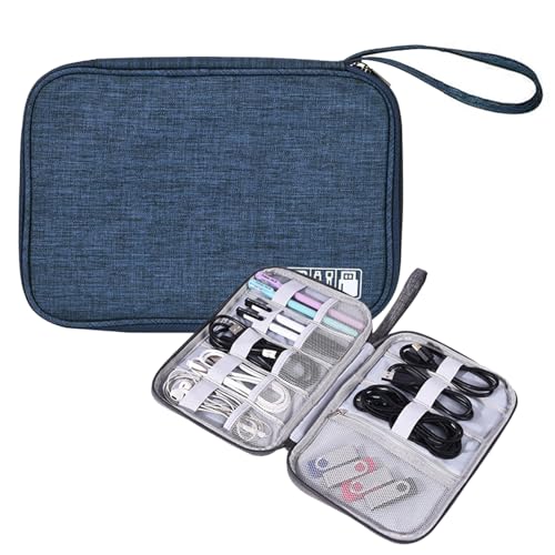 Organizer Case Small Electronic Devices USB Charger Accessories Mouse Phone Cable SD Power Bank Earphone - color: Medium-Deep Blue