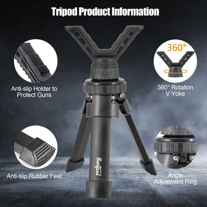 HUNTPAL Portable Shooting Stick Tripod Gun Rest | Portable, Adjustable Height, Compact Aluminum Construction, For Range Table Shooting Target Practice - color: Tripod-601: 6.1"-7.9"