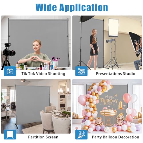Photography Backgroud/Backdrop –Width Adjustable Thick & Opaque Fabric for Studio, Party, or Video Backdrop– Perfect for Room Divider/Privacy Screen (Gray, 6FT X 6FT) - color: Gray