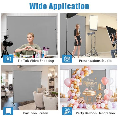 Photography Backgroud/Backdrop –Width Adjustable Thick & Opaque Fabric for Studio, Party, or Video Backdrop– Perfect for Room Divider/Privacy Screen (Gray, 6FT X 6FT) - color: Gray