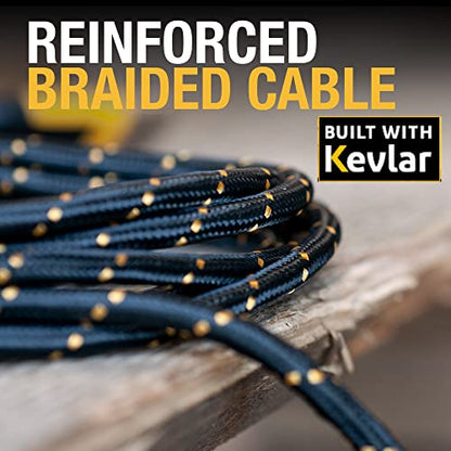 DEWALT Heavy Duty USB to Micro-USB Cable, Jobsite Micro USB Connector Cable, High Speed Charging Cord for Compatible Android Phones, Cameras, Legacy Devices, 10 ft (Black) - size: 10 Foot