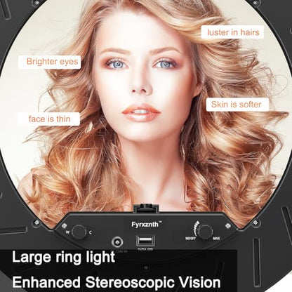 Ring Light 18" with Stand, 55w 6700K LED Light,63" Tripod,Multi-Angle Adjustable Phone Stand, for iPhone and Android Phones, CRI95, Suitable for YouTube, TikTok, Selfies (Black, 18") - color: black