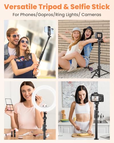 Phone Tripod, 85" Tall Tripod for iPhone with Remote, Gooseneck and Phone Holder, Overhead Phone Stand for Video Recording Watching Cooking Fitness Vlog, Compatible with iPhone Android, Black - size: 85 inch