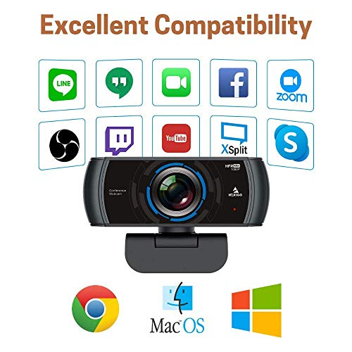 NexiGo N980P 1080P 60FPS Webcam with Microphone, HD USB Computer Camera, Built-in Dual Noise Reduction Mics, 120 Degrees Wide-Angle for Zoom/Skype/FaceTime/Teams, PC Mac Desktop (Renewed) - style: 1080p Webcam 60FPS
