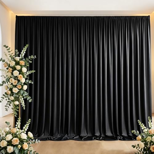 Black Backdrop Curtain - 20x10FT Back Drop Curtains for Parties Wrinkle-Free Soft Polyester Photo Backdrop Wedding Decorations Photoground Backdrop Stain-Resistant for Back Drop Stand, 4 Panels - color: Black, size: 20 ft x 10 ft(4 panels)