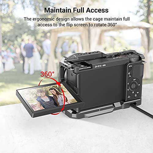 SMALLRIG ZV-E10 Cage with Silicone Handle and Built-in Threaded Holes, Cold Shoe and Quick Release Plate for Sony ZV-E10 - style: Cage with Silicone Handle