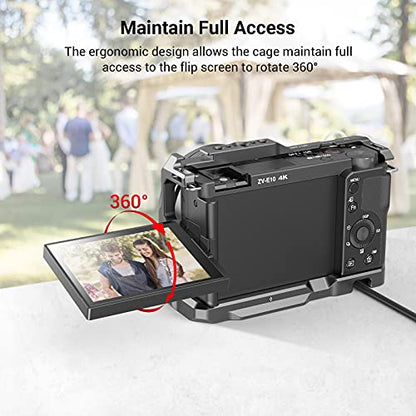 SMALLRIG ZV-E10 Cage with Silicone Handle and Built-in Threaded Holes, Cold Shoe and Quick Release Plate for Sony ZV-E10 - style: Cage with Silicone Handle